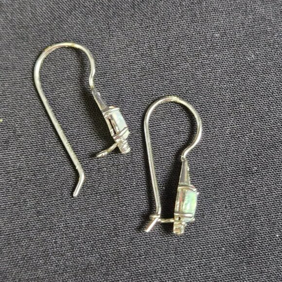 Sterling Silver 925 Opal Drop Earrings with CZ Accent Dangle Pierced Jewelry RJ - Picture 6 of 9